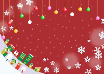 Fototapeta na wymiar クリスマス背景素材　キラキラ綺麗な街並み　赤色
