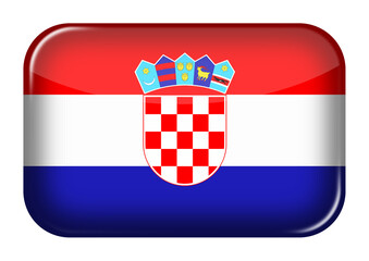 Croatia web icon rectangle button with clipping path 3d illustration