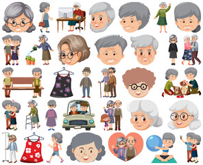 Collection of elderly people icons