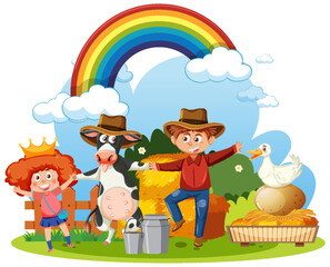 Naklejka premium Cartoon character in farm theme