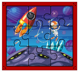 Astronaut in space photo puzzle game template