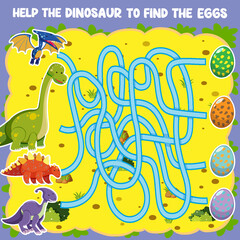 Fototapeta na wymiar Maze game template in dinosaur theme for kids
