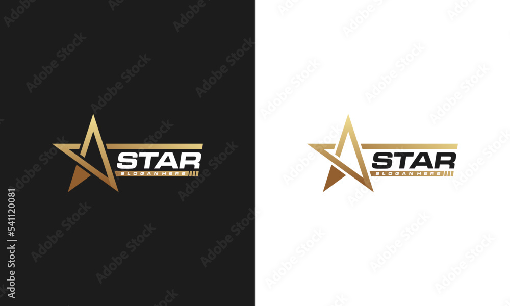 Wall mural luxury gold star logo designs template, elegant star logo designs, fast star logo designs concept