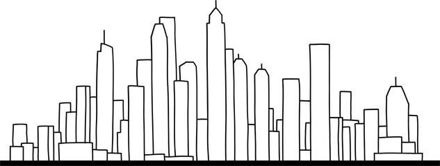 Obraz premium modern cityscape skyline outline doodle drawing