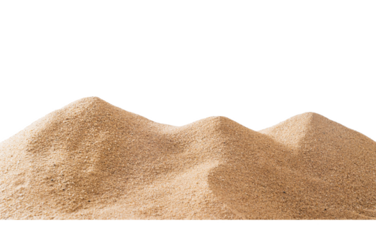 Close up pile sand dune isolated on white background 