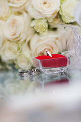 wedding rings and roses