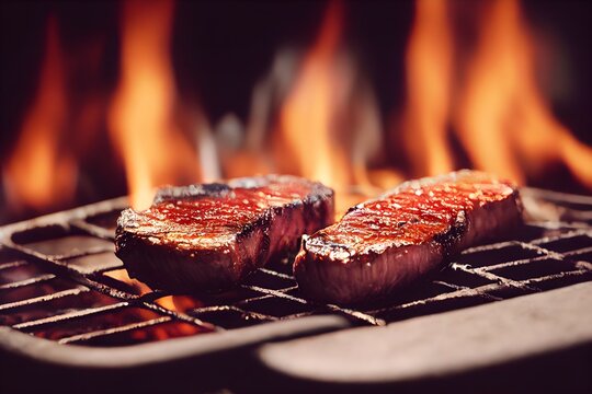 Grilled Steak, perfect meat on grill, delicious beef