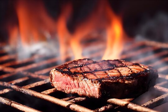Grilled Steak, perfect meat on grill, delicious beef