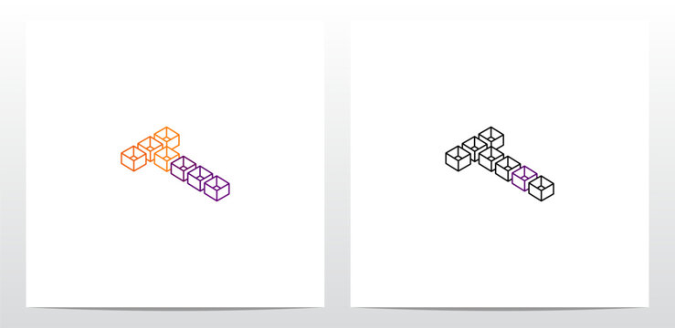Cube Box Hollow Letter Logo Design T
