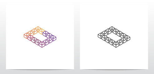 Cube Box Hollow Letter Logo Design O