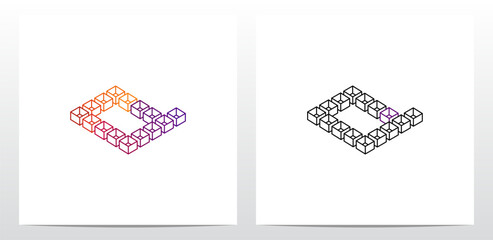 Cube Box Hollow Letter Logo Design Q