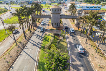 Paulinia, Sao Paulo, Brazil. October 25 2022: Portal of the city of Paulínia in the interior of...