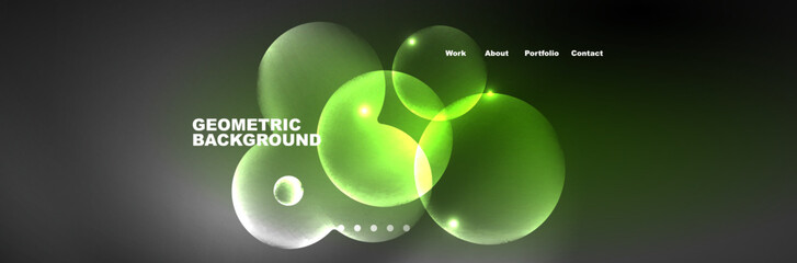 Shiny neon circles and bubbles, dark abstract background with blurred magic neon light, wallpaper design