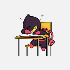 Cute ninja in school activity © M