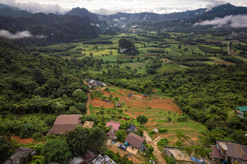 Mountain view from North of Thailand as bird eye view