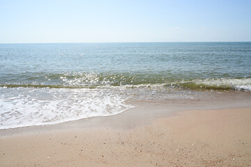 sea and sand with blue sky, natural background