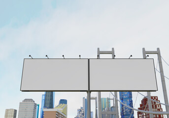 3D mockup blank billboard in downtown rendering