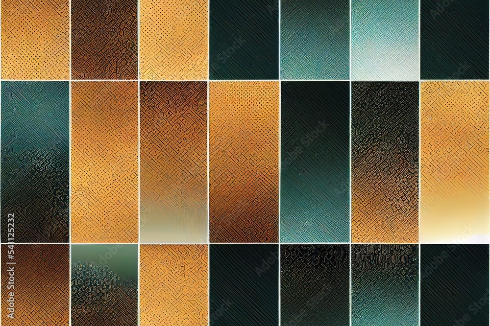 Poster set of seamless cyber patterns. circuit board texture. collection of digital high tech style 2d illu