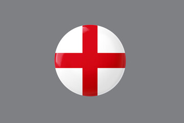 England Flag 3d Illustration round glossy Flag Button with ash color background