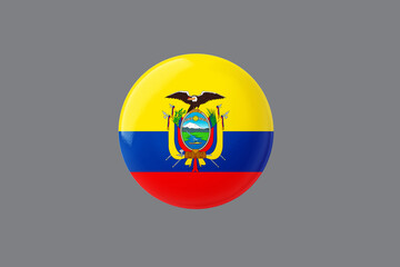 Obraz premium Ecuador Flag 3d Illustration round glossy Flag Button with ash color background