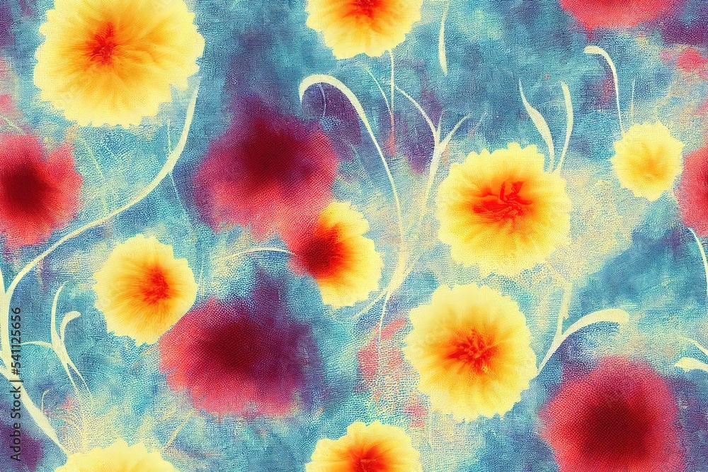 Poster abstract floral colorful textile fabric patterns with effect effect