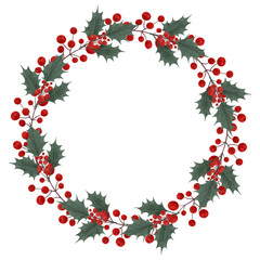 Christmas wreath in watercolor style. Isolated clipart element.