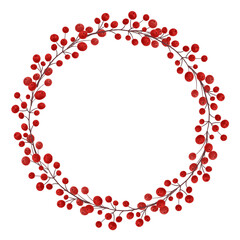 Christmas wreath in watercolor style. Isolated clipart element.