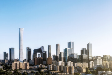 Fototapeta na wymiar High angle view of CBD buildings in Beijing city skyline, China