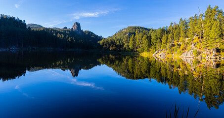 Black Elk Peak Reflecting on Horsethief Lake, Custer State Park, South Dakota, USA