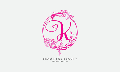Rose love beauty vector letters for beauty and fashion brand and pink rose logo with love sign vector for valentines day and love symbol icon letters