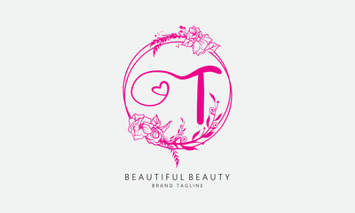 Rose love beauty vector letters for beauty and fashion brand and pink rose logo with love sign vector for valentines day and love symbol icon letters