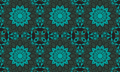 Obraz premium Repeated pattern, saree print pattern design, floral pattern, colorful pattern, textile design, Batiks fabric pattern, indonesia batik, bali batik, floral repeated pattern, tai dai pattern, 