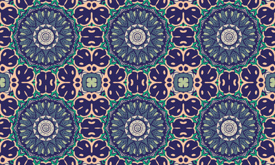 Batik fabric pattern, batik print, allover print design, repeated pattern, Seamless repeated pattern design. Women's long dress pattern design, vector vintage art illustration