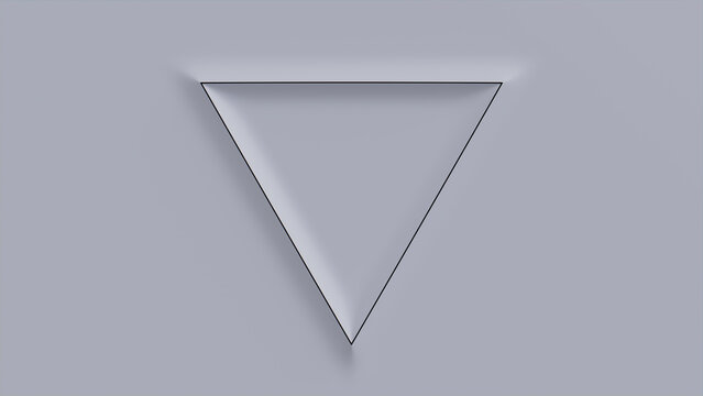 Minimalist Tech Background with Raised Triangle and Black Trim. White Surface with Embossed 3D Shape. 3D Render.