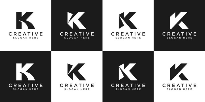 set of initial letter K logo vector design