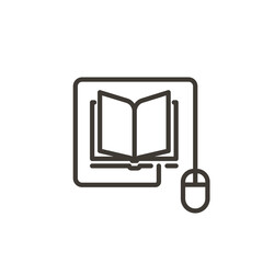 Mouse connected to a book icon. Trendy vector thin line illustration for concepts of online reading, e-learning, online education, articles and news websites
