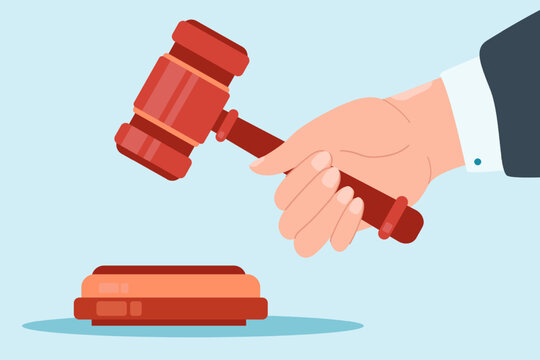 red gavel held, ready to strike, law concept clip art preview