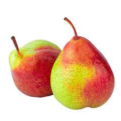 Green pears cut in half and sliced to pieces separately isolated over alpha background