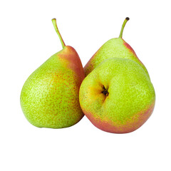 Green pears cut in half and sliced to pieces separately isolated over alpha background