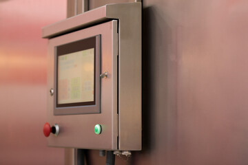 Fototapeta na wymiar control panel of modern industrial smoking chamber