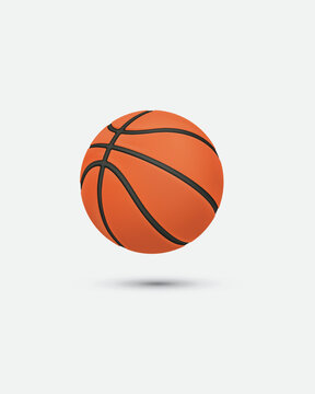 3D rendering basketball on white background isolated, vector illustration.
