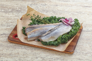 Marinated Herring fillet with onion