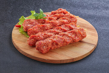 Raw beef kebab minced meat