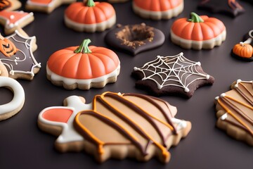Obraz na płótnie Canvas A variety of Halloween themed cookies.