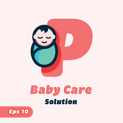 Alphabet P Baby Care Logo