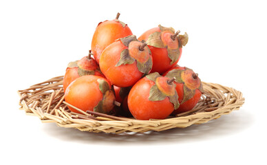 fresh ripe persimmons isolated on white background