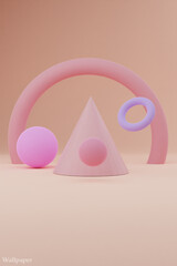 Abstract 3d rendered geometric shapes wallpaper