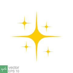 Obraz premium Star sparkle vector icon. Simple flat style. Yellow, gold, twinkle, shine, spark shape, for magic effect, glow, glitter, flash concept. Single illustration isolated on white background. EPS 10.