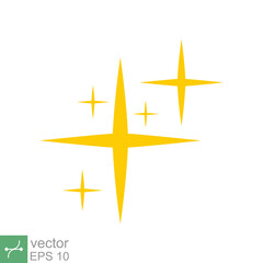 Obraz premium Star sparkle vector icon. Simple flat style. Yellow, gold, twinkle, shine, spark shape, for magic effect, glow, glitter, flash concept. Single illustration isolated on white background. EPS 10.