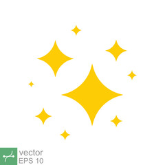 Star sparkle vector icon. Simple flat style. Yellow, gold, twinkle, shine, spark shape, for magic effect, glow, glitter, flash concept. Single illustration isolated on white background. EPS 10.